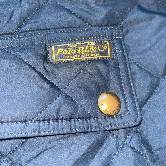 POLO Ralph Lauren Navy Blue Quilted Vest Brown Corduroy Collar Women’s XXL - Picture 9 of 15